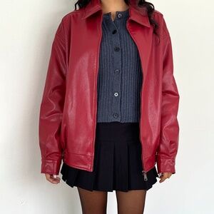 Motel Rocks Cavita PU Jacket in Blood Red XS